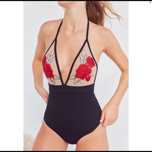 Urban Outfitters Tops - Urban outfitters Embroidered Rose Bodysuit S-NWT
